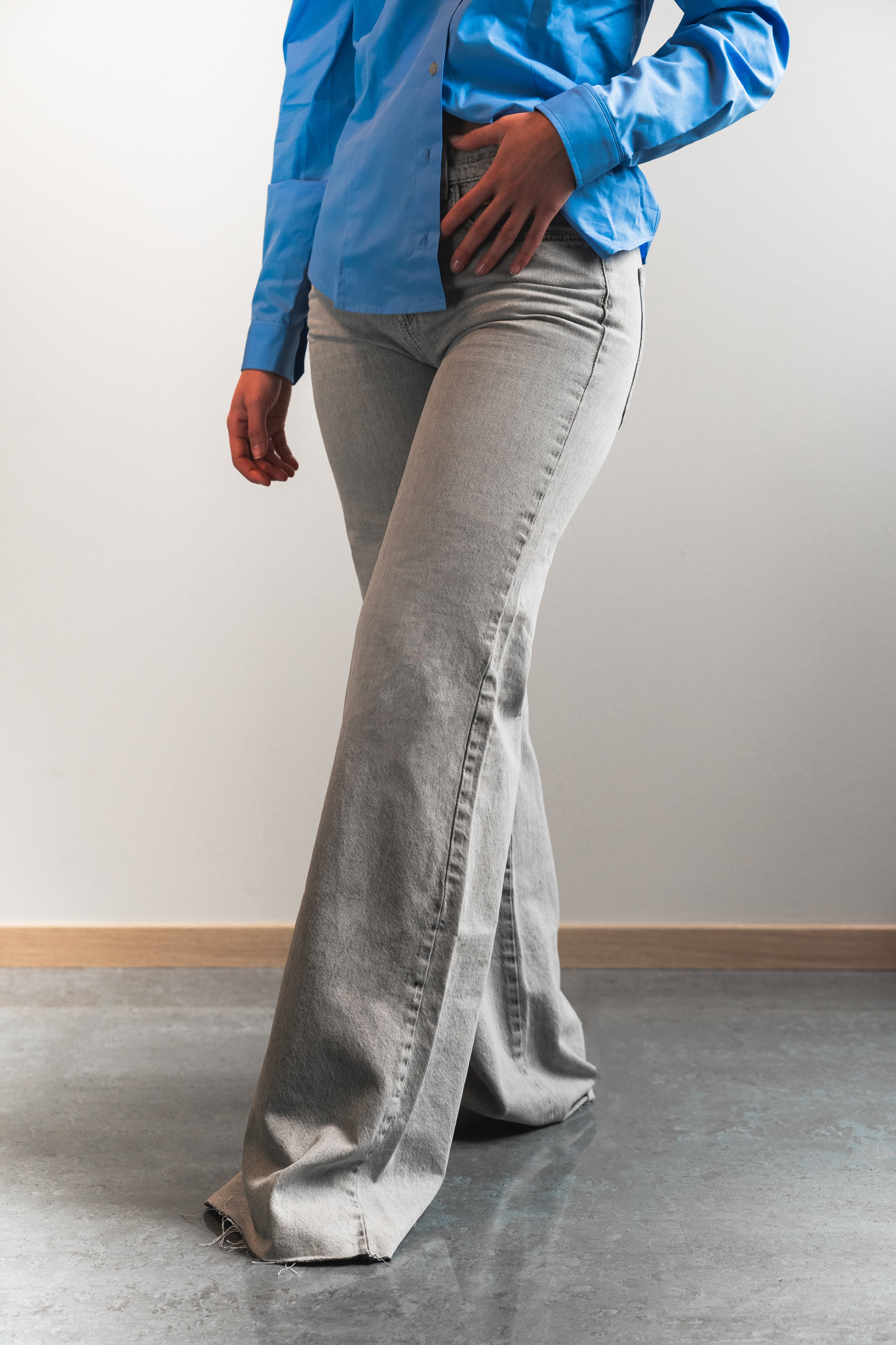 Jeans wide leg ghiaccio