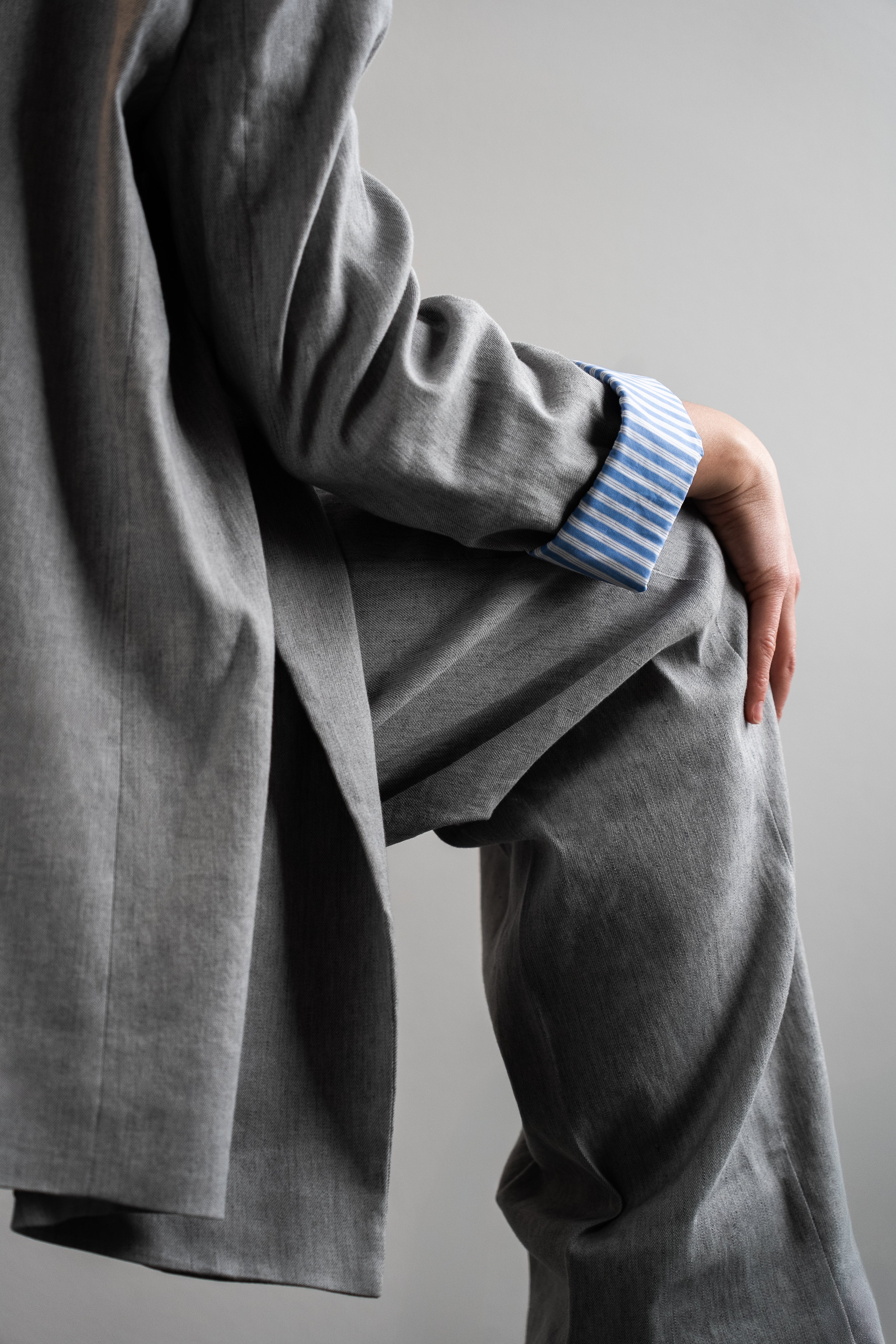Pantalone in misto lino stretch