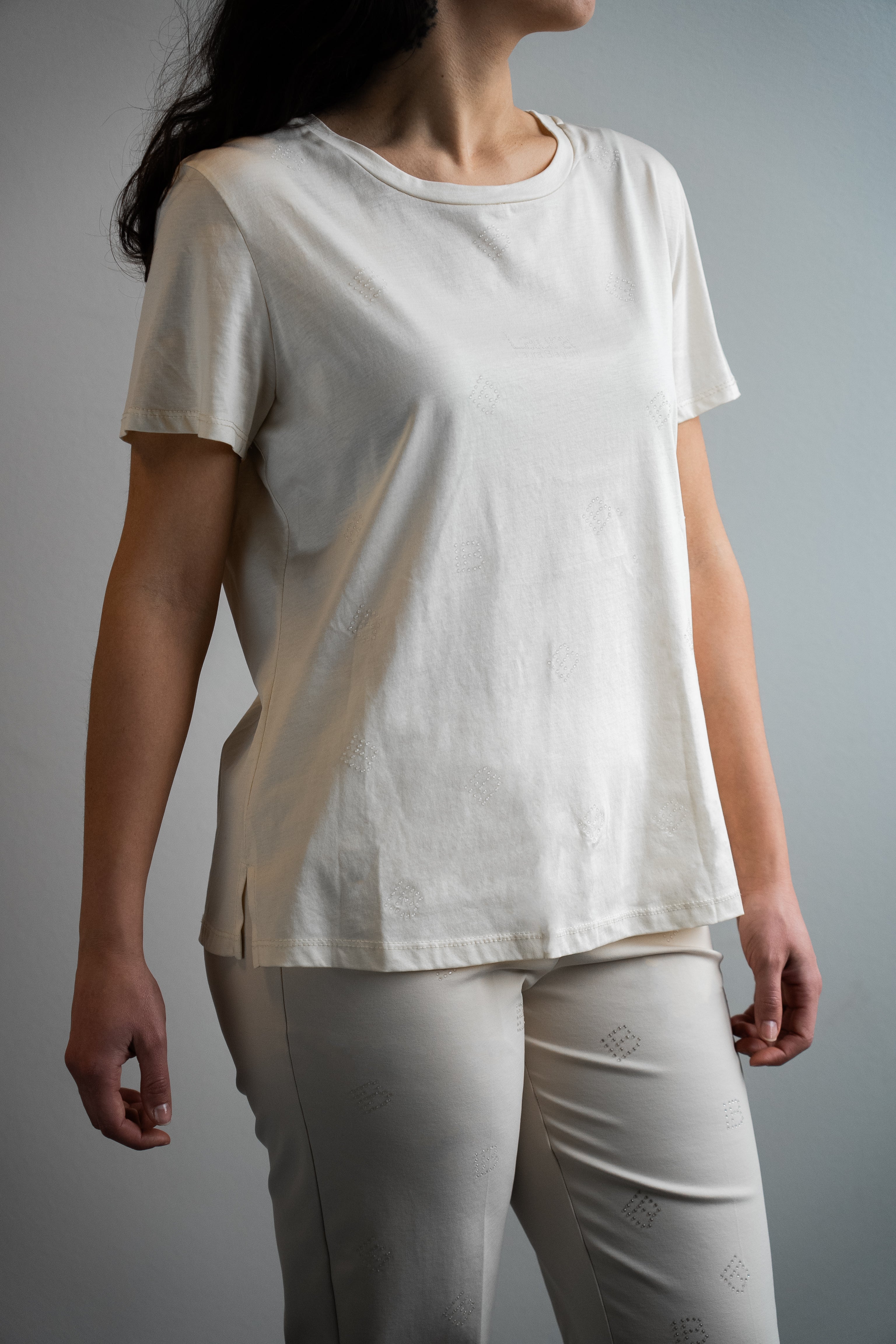 Maglia burro con applicazioni in rilievo
