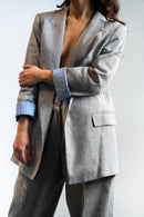 Blazer in misto lino stretch