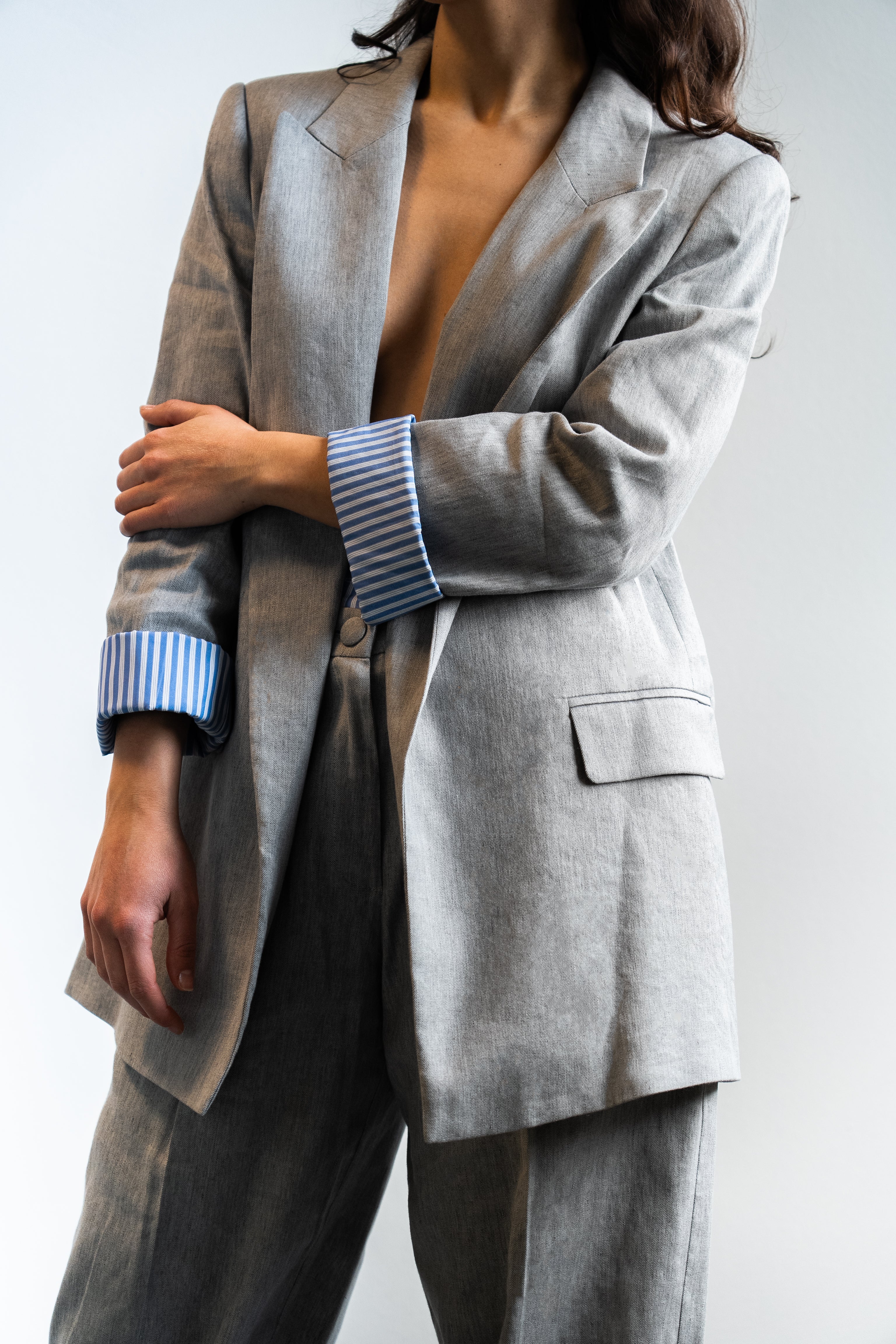 Blazer in misto lino stretch