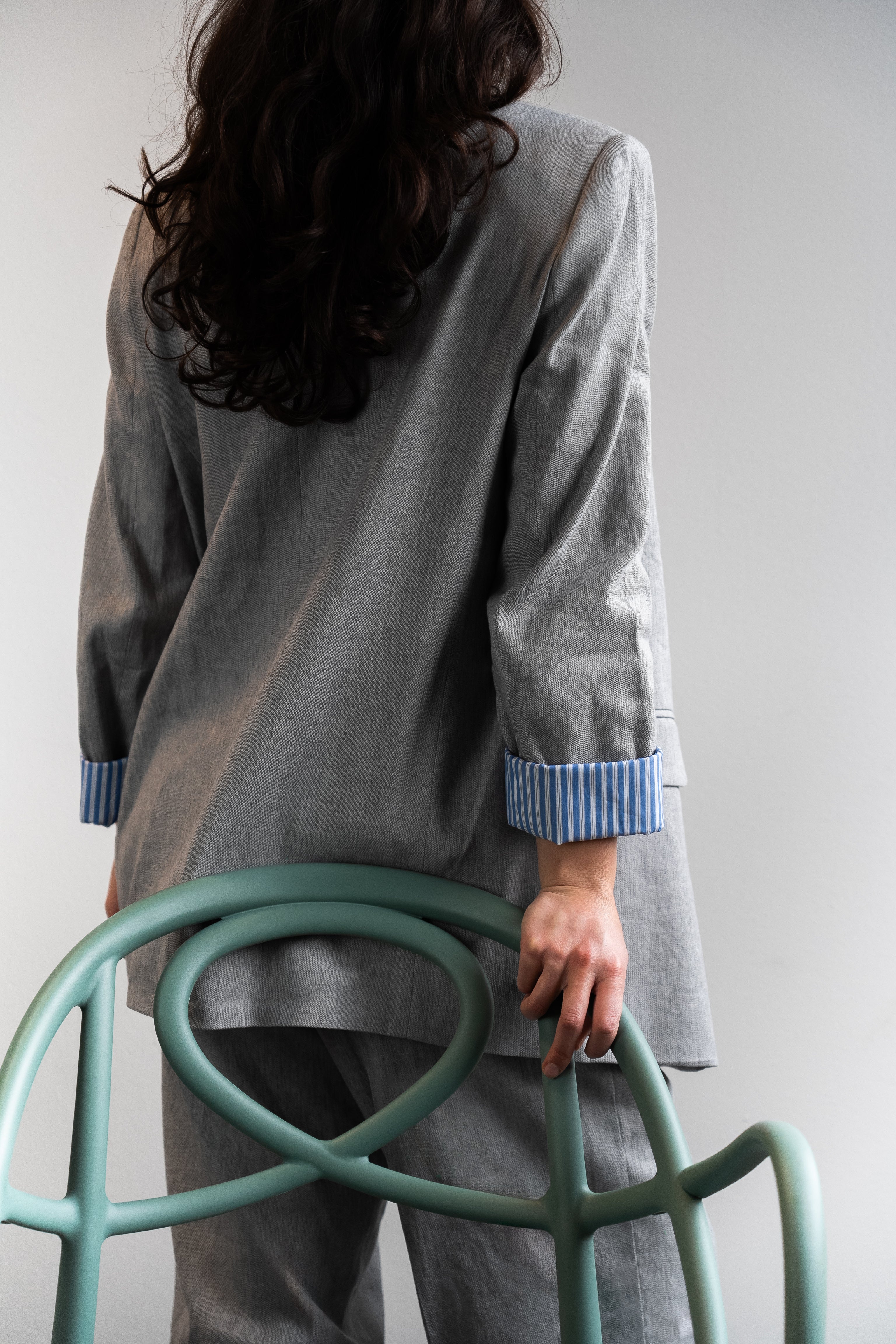 Blazer in misto lino stretch