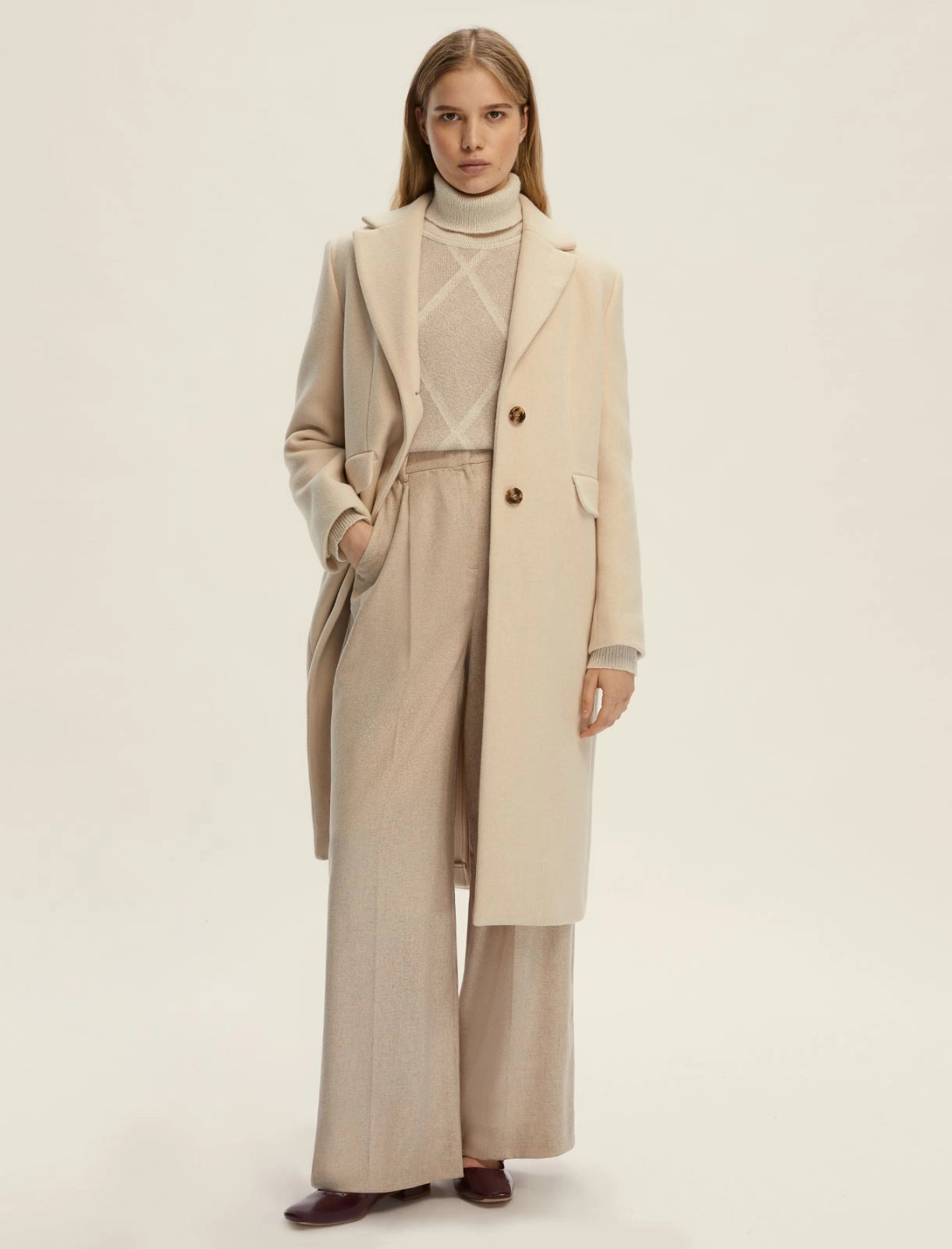 Cappotto semi-aderente - Bianco lana