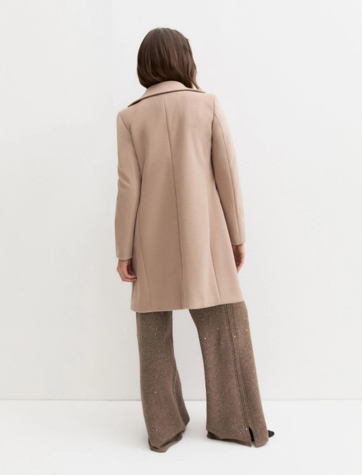 Cappotto semi aderente in jersey soft nocciola -  Emme Marella