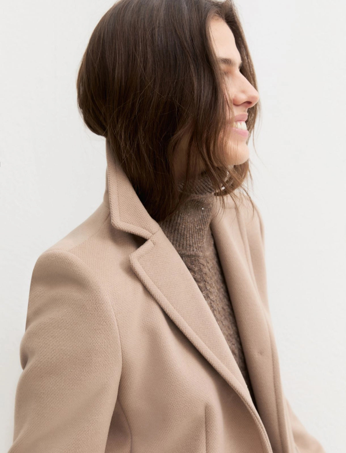 Cappotto semi aderente in jersey soft nocciola -  Emme Marella